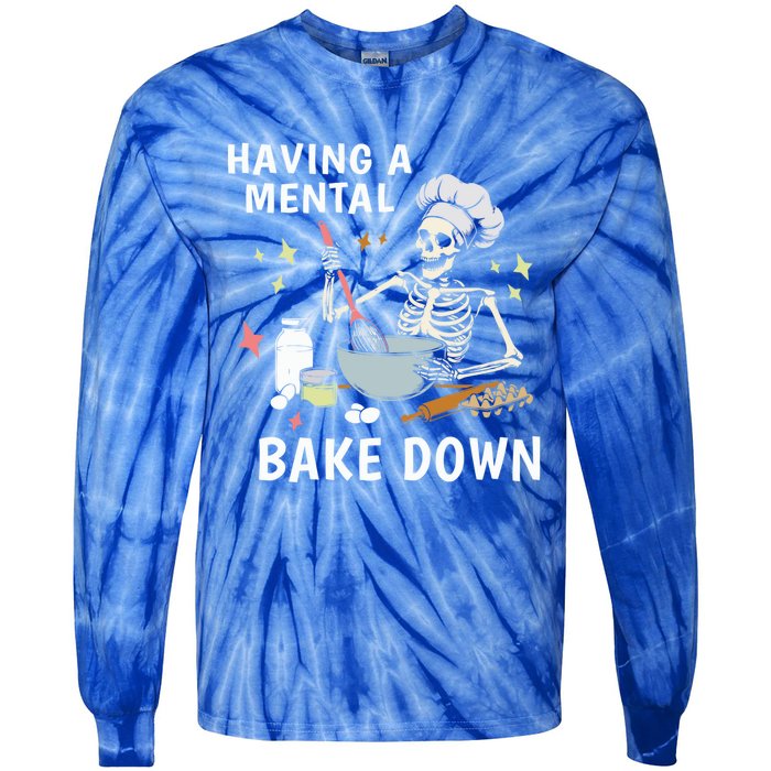 Funny Skeleton Baker Baking Lover Having A Tal Bake Down Great Gift Tie-Dye Long Sleeve Shirt