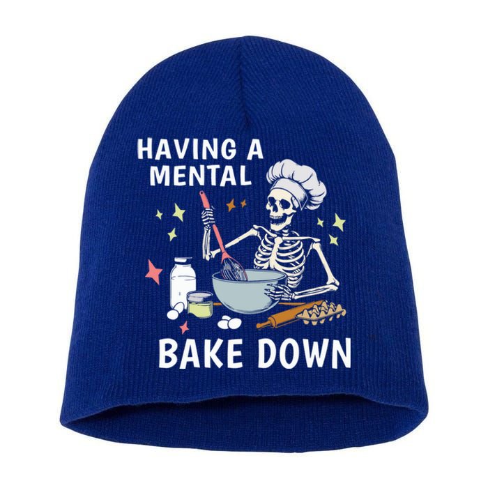 Funny Skeleton Baker Baking Lover Having A Tal Bake Down Great Gift Short Acrylic Beanie