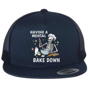 Funny Skeleton Baker Baking Lover Having A Tal Bake Down Great Gift Flat Bill Trucker Hat