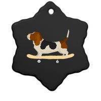 Funny Skateboarding Bassett Hound Dog Gift Ceramic Star Ornament