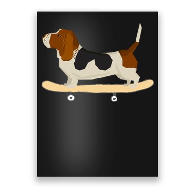 Funny Skateboarding Bassett Hound Dog Gift Poster