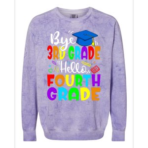 Funny Student Bye 3Rd Grade Hello Fourth Grade Gift Colorblast Crewneck Sweatshirt