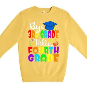 Funny Student Bye 3Rd Grade Hello Fourth Grade Gift Premium Crewneck Sweatshirt