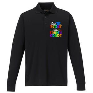 Funny Student Bye 3Rd Grade Hello Fourth Grade Gift Performance Long Sleeve Polo