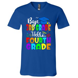 Funny Student Bye 3Rd Grade Hello Fourth Grade Gift V-Neck T-Shirt