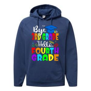 Funny Student Bye 3Rd Grade Hello Fourth Grade Gift Performance Fleece Hoodie