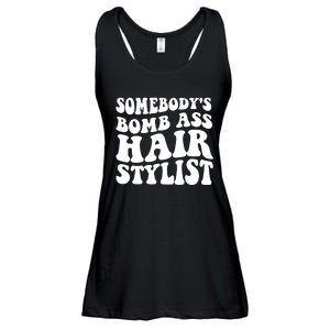 Funny Somebody's Bomb Ass Hairstylist Design Ladies Essential Flowy Tank