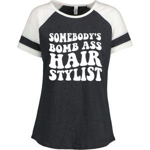 Funny Somebody's Bomb Ass Hairstylist Design Enza Ladies Jersey Colorblock Tee