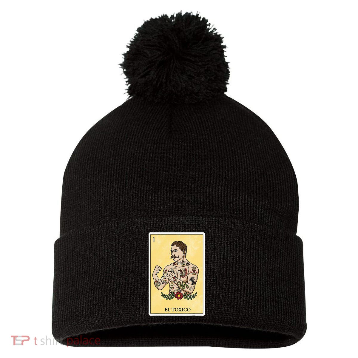 Funny Spanishmexican Bingo Gifts For Man El Toxico Pom Pom 12in Knit Beanie