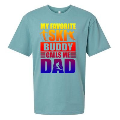 Favorite Ski Buddy Dad Son Winter Sport Skiing Fathers Day Gift Sueded Cloud Jersey T-Shirt