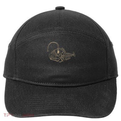 Fish Skeleton Bones Printed Fishing Item 7-Panel Snapback Hat