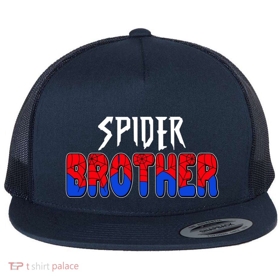 Funny Spider Brother Matching Family Shirts Flat Bill Trucker Hat