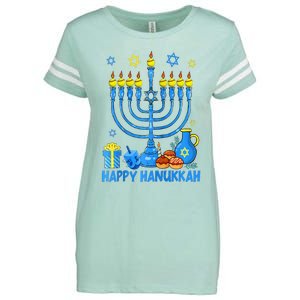 Funny Softball Balls Temple Menorah Chanukah Hanukkah Pajama Enza Ladies Jersey Football T-Shirt