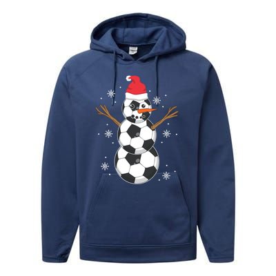 Funny Soccer Ball Snow Sport Lover Gift Christmas Holiday Great Gift Performance Fleece Hoodie