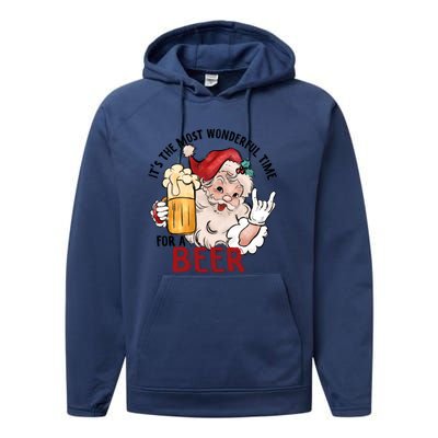 Funny Santa Beer Performance Fleece Hoodie