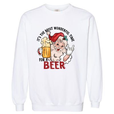 Funny Santa Beer Garment-Dyed Sweatshirt