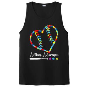 funny Softball Baseball Heart Autism Awareness Month PosiCharge Competitor Tank