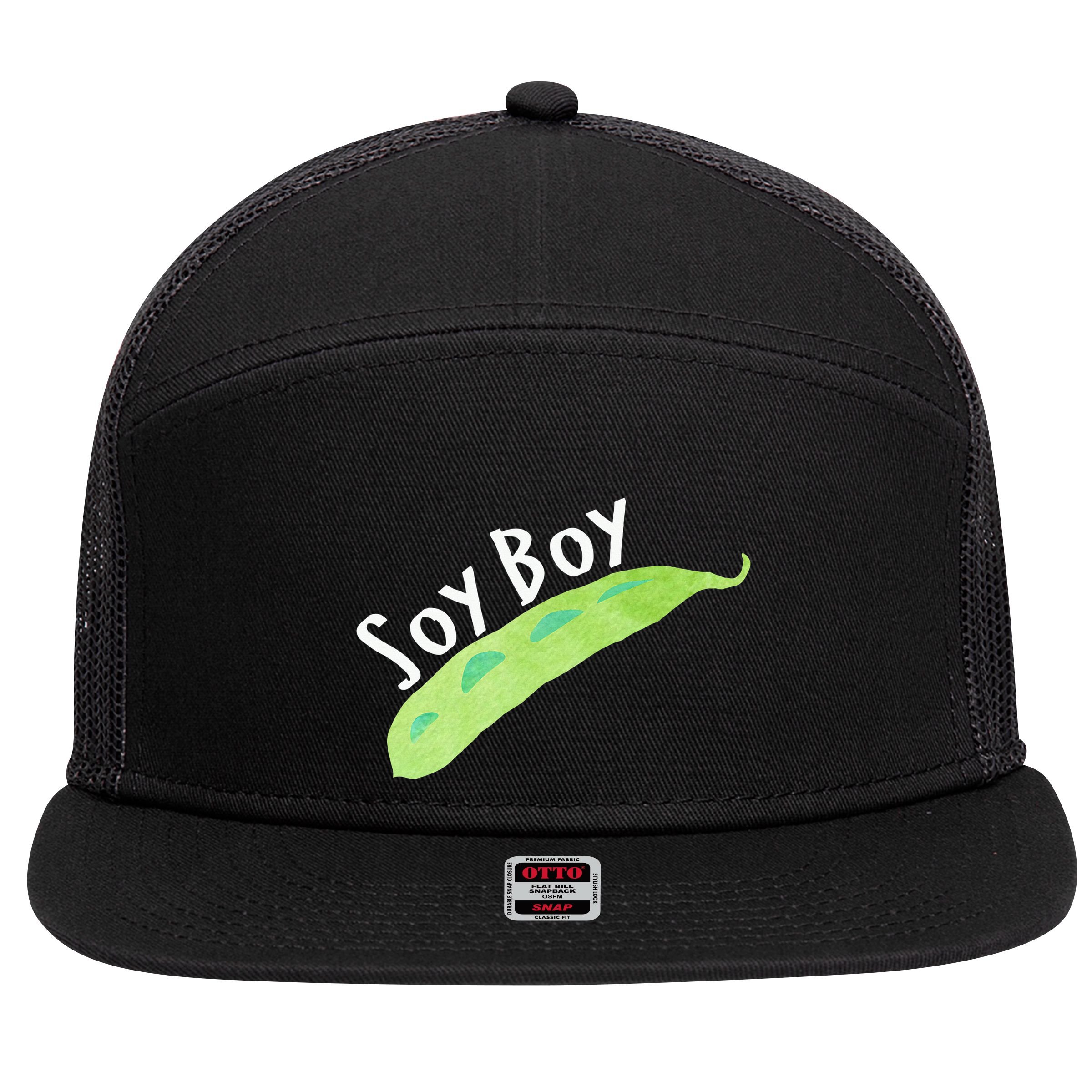Funny Soy Boy Liberal Vegan Vegetarian 7 Panel Mesh Trucker Snapback Hat
