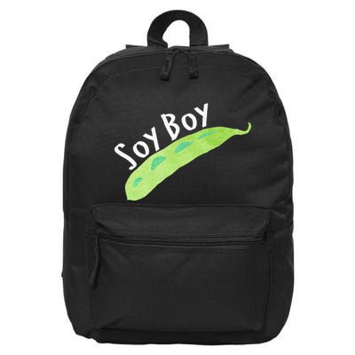 Funny Soy Boy Liberal Vegan Vegetarian 16 in Basic Backpack