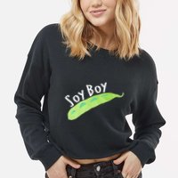 Funny Soy Boy Liberal Vegan Vegetarian Cropped Pullover Crew