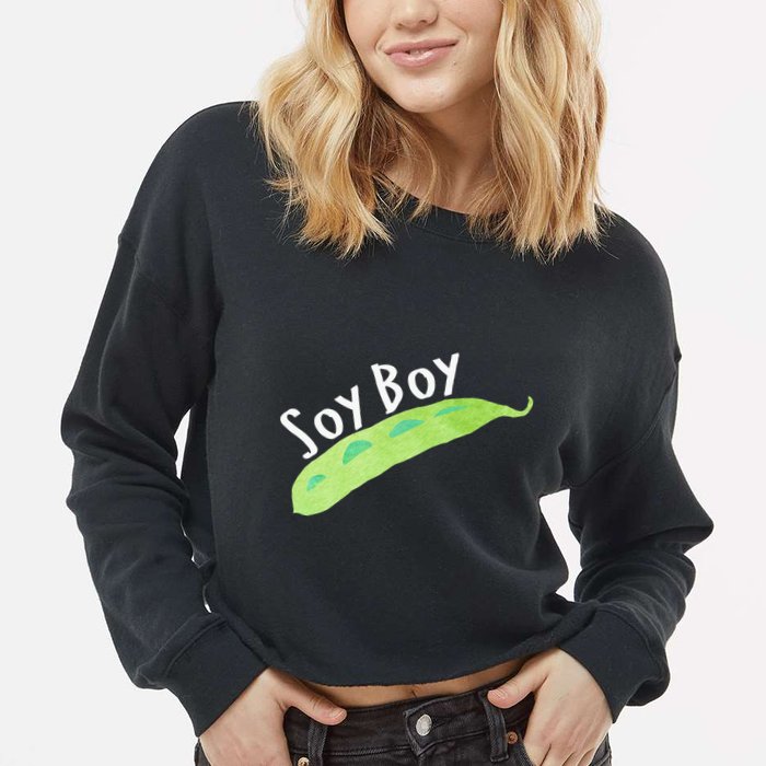 Funny Soy Boy Liberal Vegan Vegetarian Cropped Pullover Crew