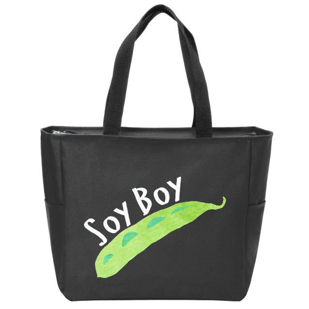 Funny Soy Boy Liberal Vegan Vegetarian Zip Tote Bag