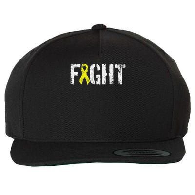 Fight Sarcoma Bone Cancer Awareness Yellow Ribbon Wool Snapback Cap