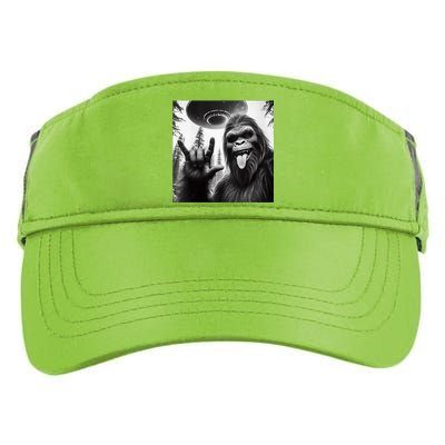 Funny Sasquatch Bigfoot Rock On Selfie With Ufo Alien Adult Drive Performance Visor