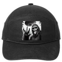 Funny Sasquatch Bigfoot Rock On Selfie With Ufo Alien 7-Panel Snapback Hat