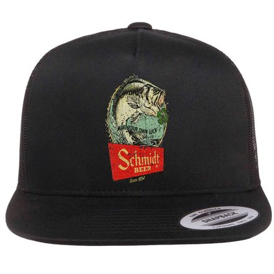 Fishing Schmidt Beer Make Your Own Luck 1894 Vintage Flat Bill Trucker Hat