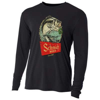 Fishing Schmidt Beer Make Your Own Luck 1894 Vintage Cooling Performance Long Sleeve Crew