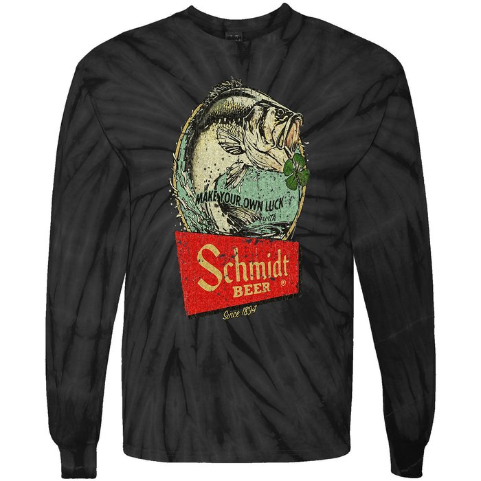 Fishing Schmidt Beer Make Your Own Luck 1894 Vintage Tie-Dye Long Sleeve Shirt