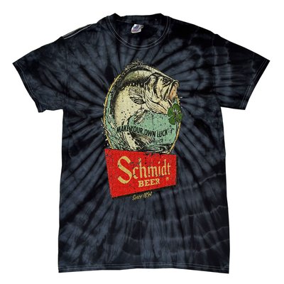 Fishing Schmidt Beer Make Your Own Luck 1894 Vintage Tie-Dye T-Shirt