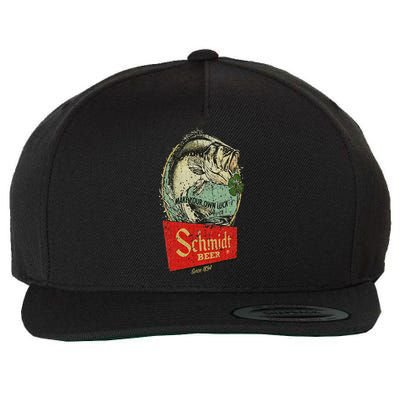 Fishing Schmidt Beer Make Your Own Luck 1894 Vintage Wool Snapback Cap