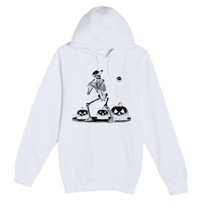 Funny Skeleton Baseball Player Halloween Women Premium Pullover Hoodie