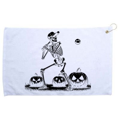 Funny Skeleton Baseball Player Halloween Women Grommeted Golf Towel