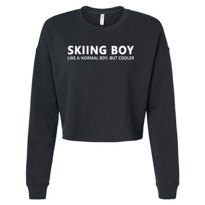 Funny Ski Boy Skiing Boy Cropped Pullover Crew