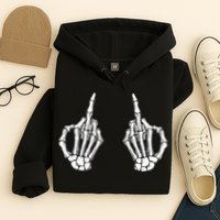 Funny Skeleton Bones Middle Finger Hands Hoodie