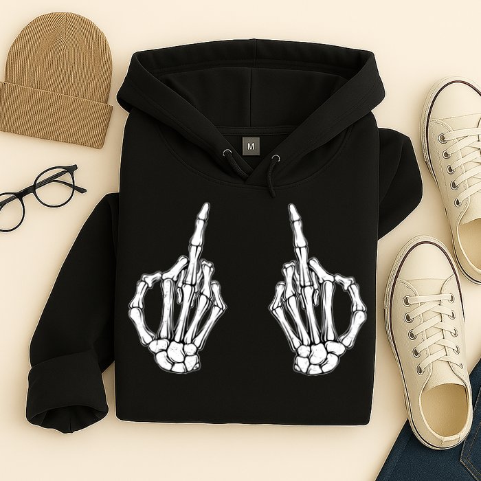 Funny Skeleton Bones Middle Finger Hands Hoodie