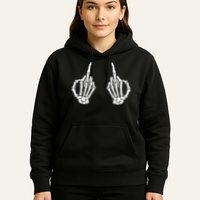 Funny Skeleton Bones Middle Finger Hands Hoodie