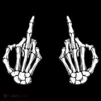 Funny Skeleton Bones Middle Finger Hands City Backpack