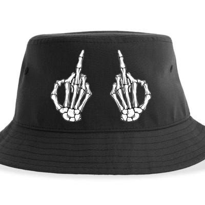 Funny Skeleton Bones Middle Finger Hands Sustainable Bucket Hat