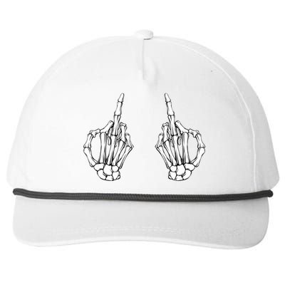 Funny Skeleton Bones Middle Finger Hands Snapback Five-Panel Rope Hat