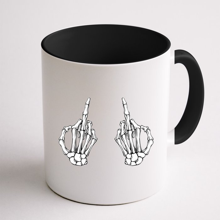 Funny Skeleton Bones Middle Finger Hands Mug