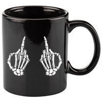 Funny Skeleton Bones Middle Finger Hands 11oz C Handle Ceramic Mug