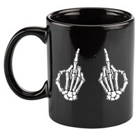 Funny Skeleton Bones Middle Finger Hands 11oz C Handle Ceramic Mug