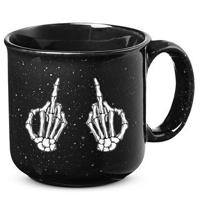 Funny Skeleton Bones Middle Finger Hands 15oz Campfire Ceramic Mug