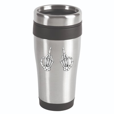 Funny Skeleton Bones Middle Finger Hands 16oz Travel Tumbler