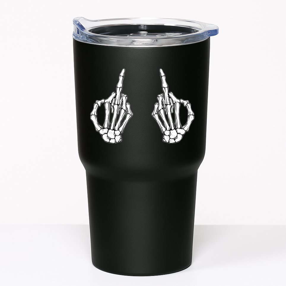 Funny Skeleton Bones Middle Finger Hands Tumbler