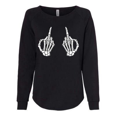 Funny Skeleton Bones Middle Finger Hands Womens California Wash Sweatshirt